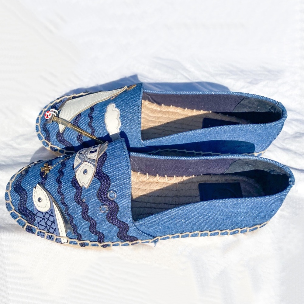 Tory Burch Denim Espadrilles with Sailboat Motif - Picture 7 of 9